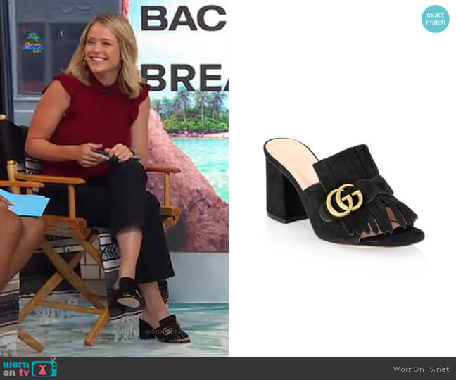 Marmont Suede Sandals by Gucci worn by Sara Haines  on Good Morning America