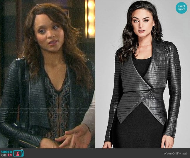 Guess Shayna Drape Leather Jacket worn by Lani Price (Sal Stowers) on Days of our Lives