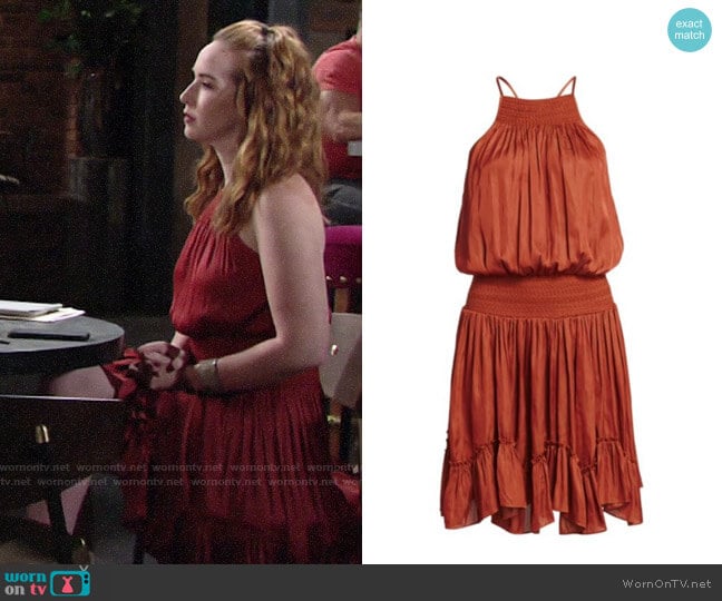 Halston Gathered Smocked Dress worn by Mariah Copeland (Camryn Grimes) on The Young and the Restless