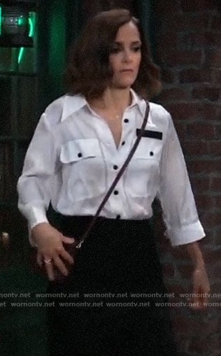Hayden's white shirt with black buttons on General Hospital