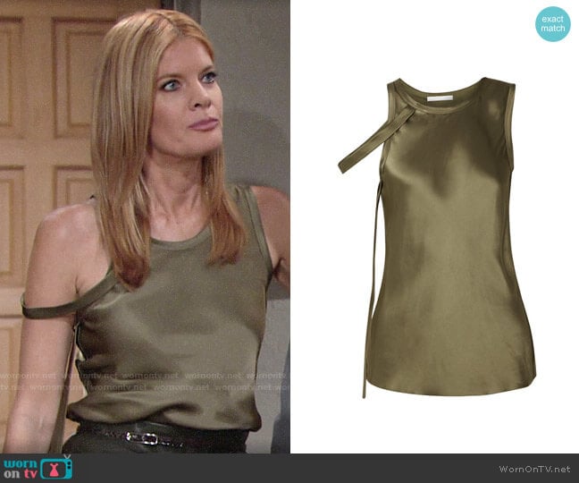 Helmut Lang Draped Satin Tank worn by Phyllis Summers (Michelle Stafford) on The Young and the Restless