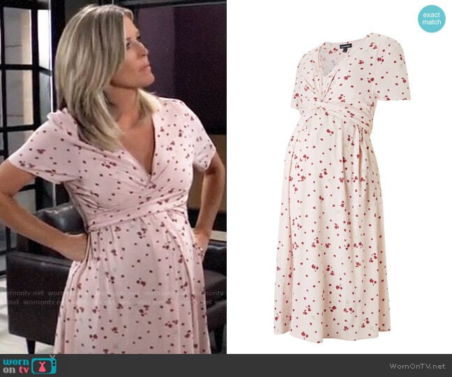 Isabella Oliver Leonie Maternity Tie Dress worn by Carly Spencer (Laura Wright) on General Hospital