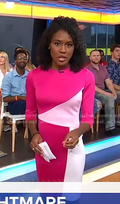 Janai’s pink colorblock dress on Good Morning America