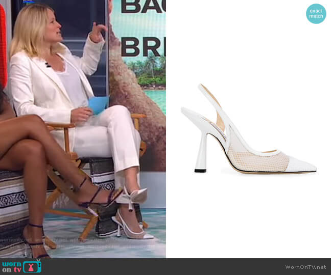 Fetto 100 Slingback Pumps by Jimmy Choo worn by Sara Haines  on Good Morning America