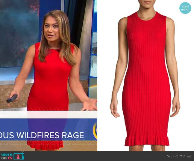 Ribbed Ruffle-Hem Dress by John + Jenn worn by Ginger Zee on Good Morning America