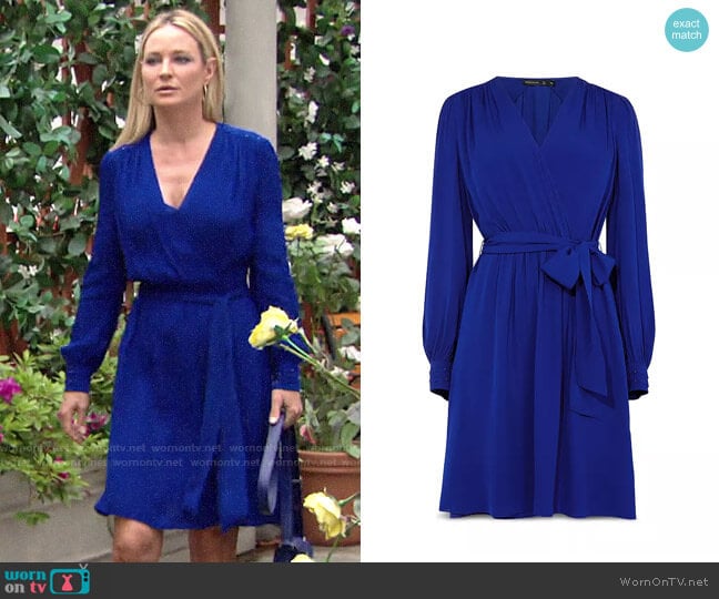 Karen Millen Pintuck Faux-Wrap Dress worn by Sharon Newman (Sharon Case) on The Young and the Restless