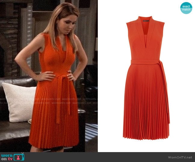 Karen Millen Shawl Collar Pleated Dress worn by Olivia Falconeri (Lisa Lo Cicero) on General Hospital