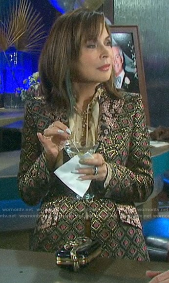 Kate’s metallic patterned blazer on Days of our Lives