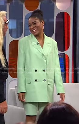 Keke's mint green suit on GMA Strahan Sara And Keke