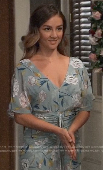 Kristina’s green floral ruched front dress on General Hospital