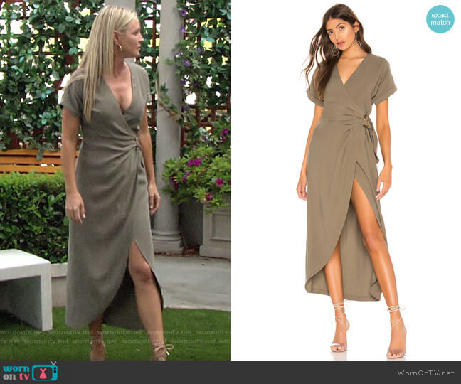 L'Academie The Jennifer Midi Dress worn by Sharon Newman (Sharon Case) on The Young and the Restless