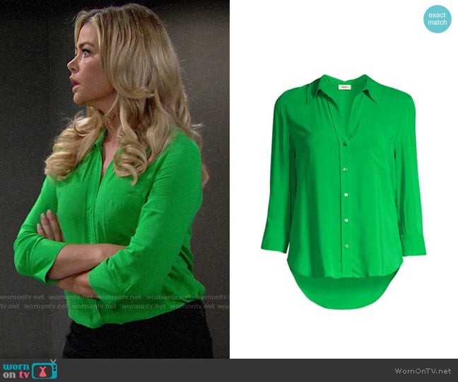 L'Agence Ryan Blouse in Gloss Green worn by Shauna Fulton (Denise Richards) on The Bold and the Beautiful