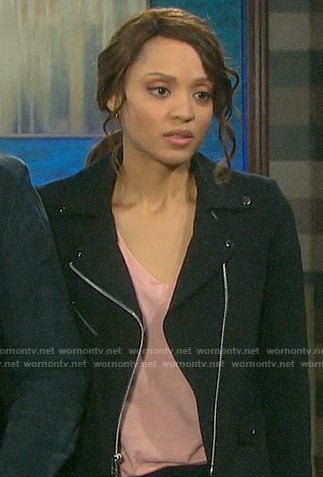 Lani’s black moto jacket on Days of our Lives