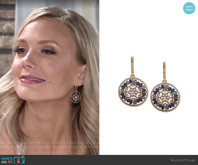 lonna & lilly Gold-Tone Crystal & Bead Openwork Drop Earrings worn by Abby Newman (Melissa Ordway) on The Young and the Restless