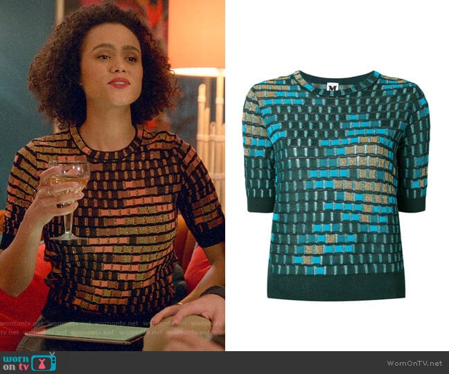 M Missoni Check Knit Top worn by Maya (Nathalie Emmanuel) on Four Weddings and a Funeral