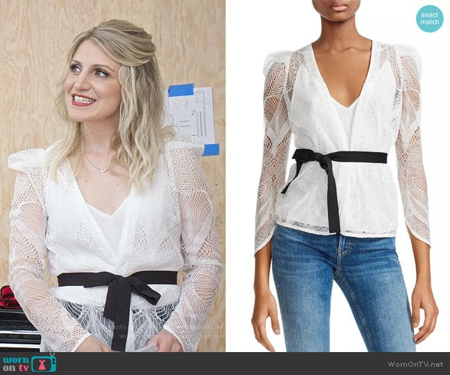 Lizoni Belted Lace Blouse by Maje worn by Annaleigh Ashford on Younger