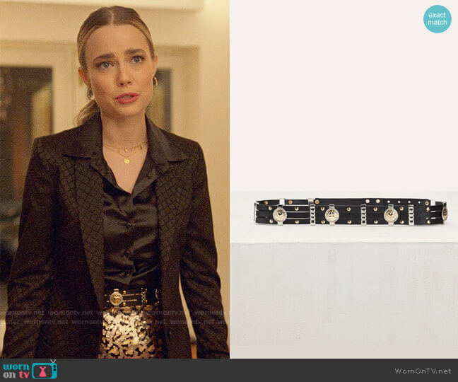 Maje Amini Belt  worn by Ainsley Howard (Rebecca Rittenhouse) on Four Weddings and a Funeral