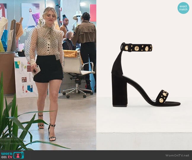 Suede Heeled Sandals by Maje worn by Annaleigh Ashford on Younger