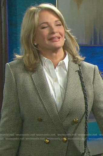 Marlena’s checked double-breasted blazer on Days of our Lives