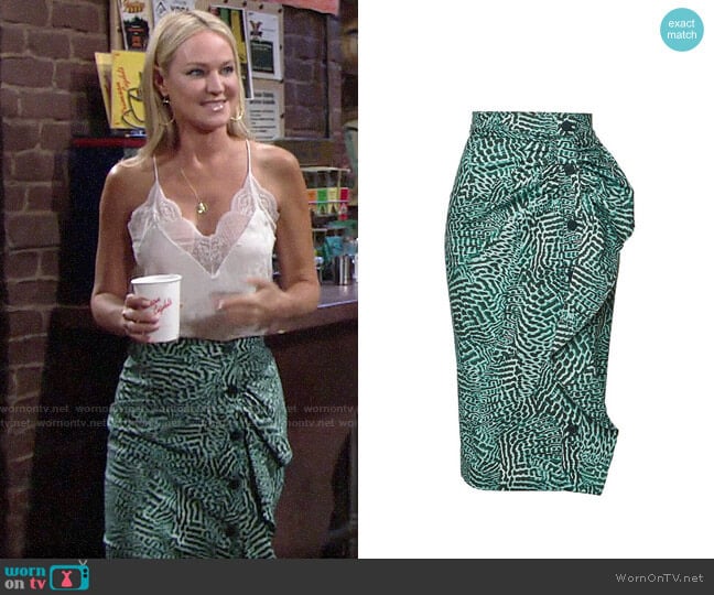 Max Mara Musette stretch cotton skirt worn by Sharon Newman (Sharon Case) on The Young and the Restless