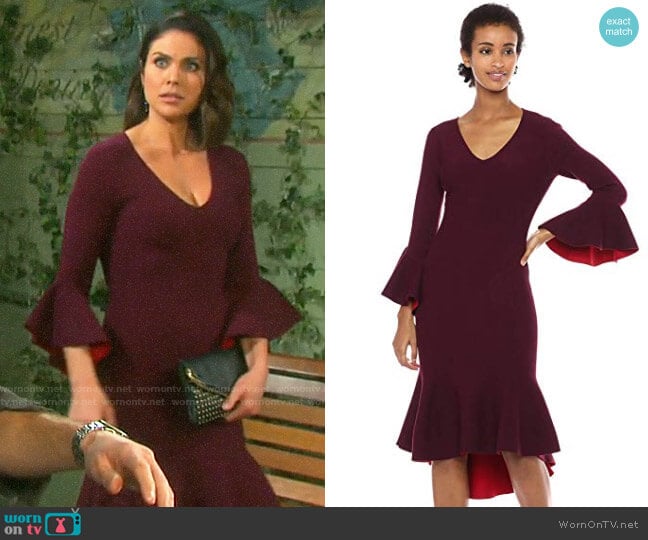 Milly Contrast Knit Draped Mermaid Dress worn by Chloe Lane (Nadia Bjorlin) on Days of our Lives