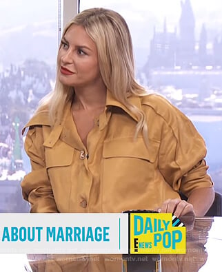 Morgan’s mustard utility jacket on E! News Daily Pop