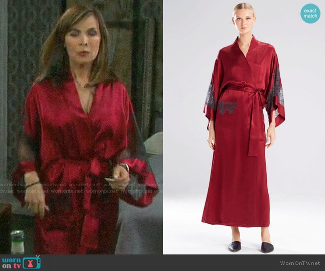 Josie Natori Lolita Long Robe with Lace worn by Kate Roberts (Lauren Koslow) on Days of our Lives