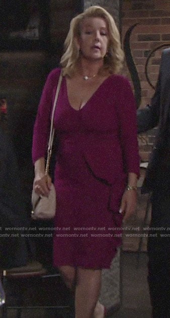 Nikki's magenta ruffled dress on The Young and the Restless