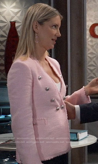 Nina's pink tweed double-breasted jacket on General Hospital