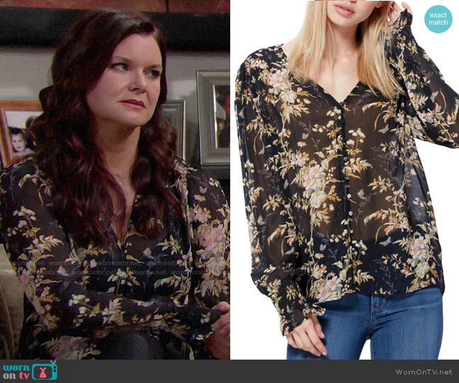 Paige Calliope Silk Georgette Blouse worn by Katie Logan (Heather Tom) on The Bold and the Beautiful