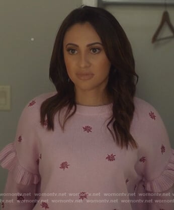 Ana’s pink floral sweater on Grown-ish