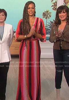 Eve’s metallic striped wrap dress on The Talk