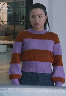 Mariana’s purple striped sweater on Good Trouble