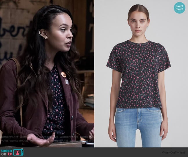 Floral Vintage Crew by Rag and Bone worn by Jessica Davis (Alisha Boe) on 13 Reasons Why