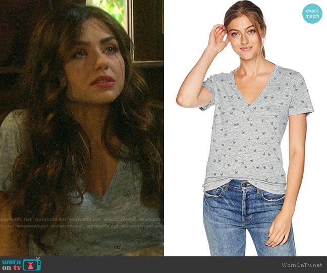 Rails Heather Grey Butterflies Cara Tee worn by Ciara Brady (Victoria Konefal) on Days of our Lives