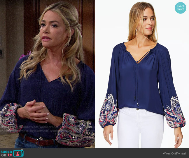 Ramy Brook Shanese Blouse worn by Shauna Fulton (Denise Richards) on The Bold and the Beautiful