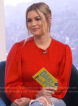 Carissa’s red smocked top on E! News