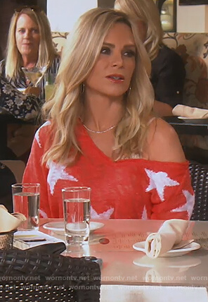 Tamra's red star knit sweater on The Real Housewives of Orange County