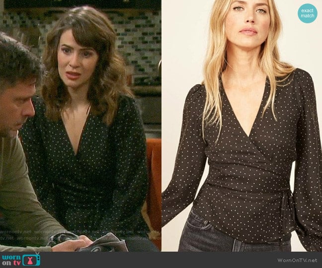 Reformation Alaina Top worn by Sarah Horton (Linsey Godfrey) on Days of our Lives