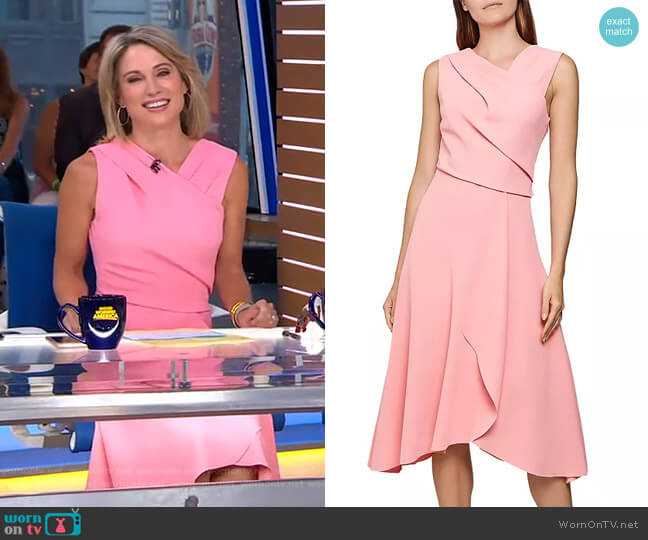 WornOnTV: Amy’s pink v-neck dress on Good Morning America | Amy Robach ...