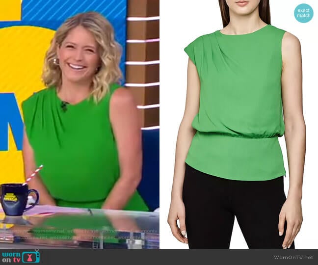 Roberta Back-Cutout Top by Reiss worn by Sara Haines on Good Morning America