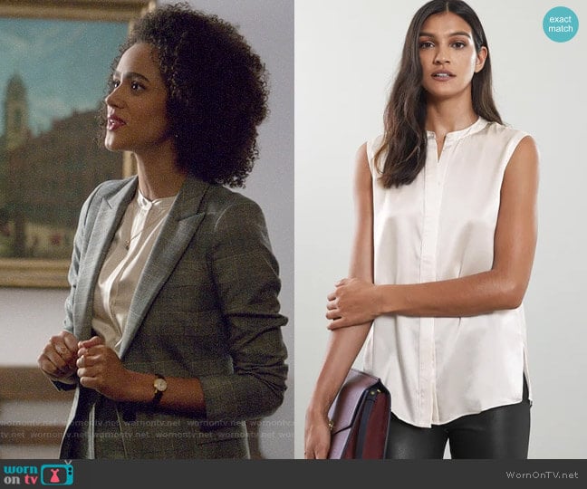 Reiss Lila Top worn by Maya (Nathalie Emmanuel) on Four Weddings and a Funeral