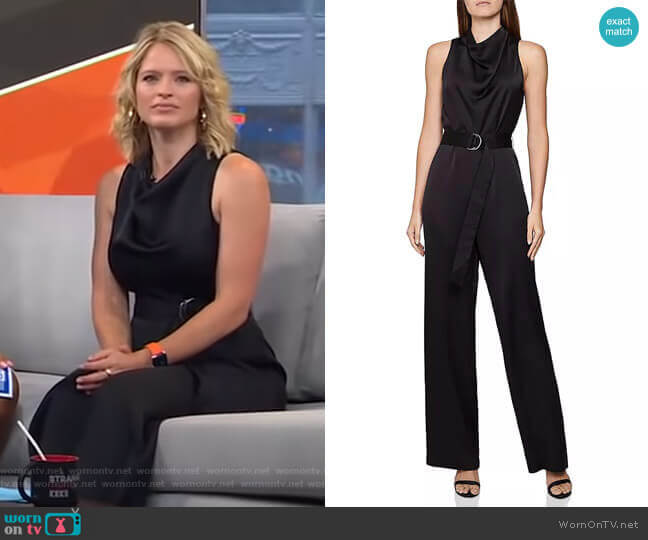 Milo Sleeveless Belted Jumpsuit by Reiss worn by Sara Haines on Good Morning America