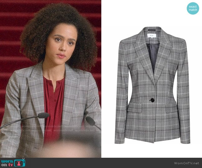 Reiss Ora Jacket worn by Maya (Nathalie Emmanuel) on Four Weddings and a Funeral