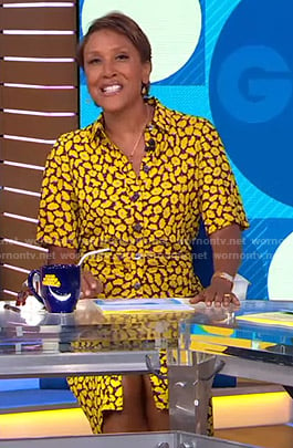 WornOnTV: Robin’s yellow floral shirtdress on Good Morning America ...