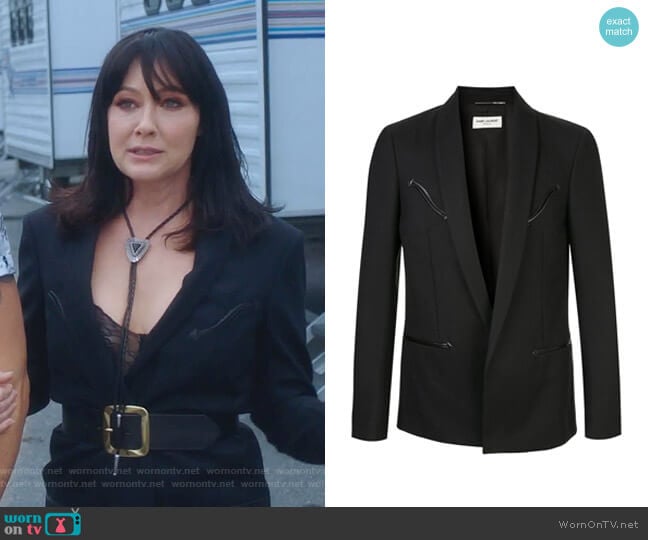 Long Blazer by Saint Laurent  worn by Shannen Doherty (Shannen Doherty) on BH90210