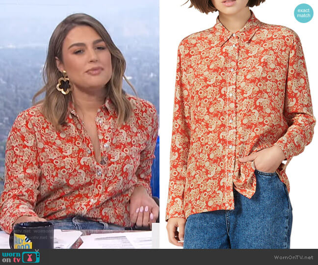 Lanni Paisley Shirt by Sandro worn by Carissa Loethen Culiner on E! News