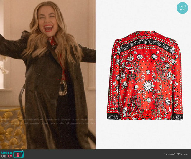 Sandro Conversation Print Top worn by Ainsley Howard (Rebecca Rittenhouse) on Four Weddings and a Funeral