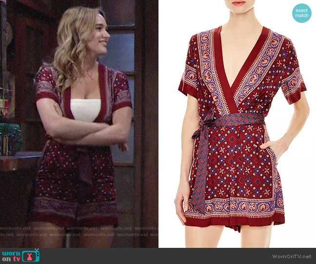 Sandro Dilone Printed Tapestry-Inspired Romper worn by Summer Newman (Hunter King) on The Young & the Restless