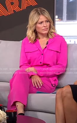 Sara’s pink jumpsuit on GMA Strahan And Sara